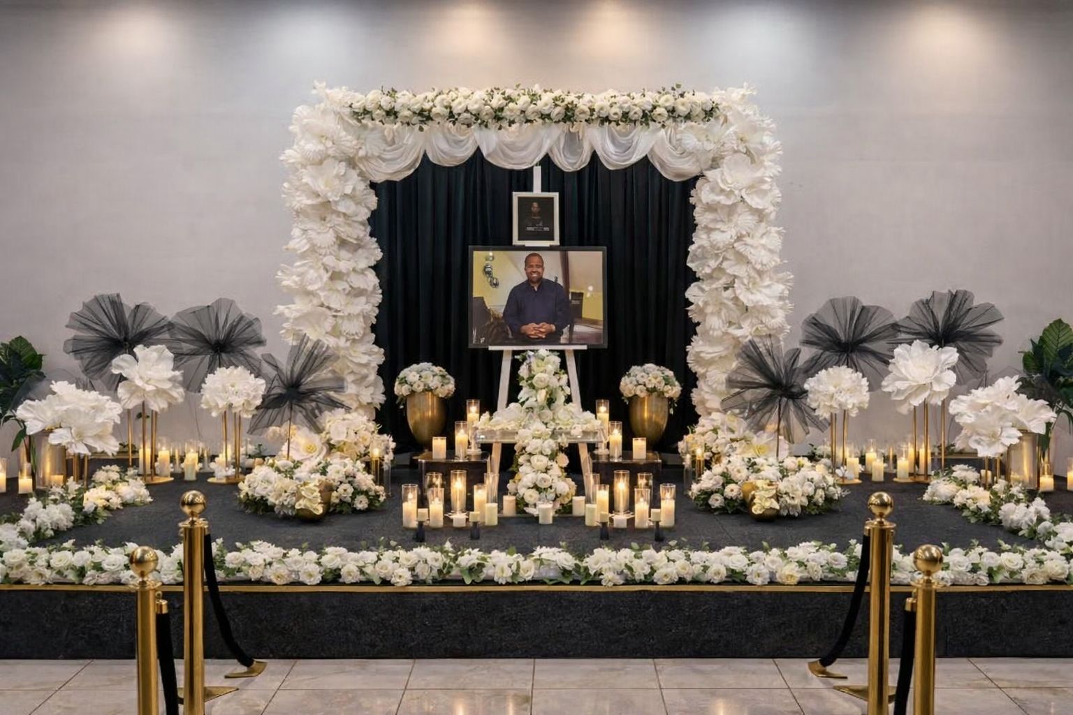 Décoration de deuil avec bougies